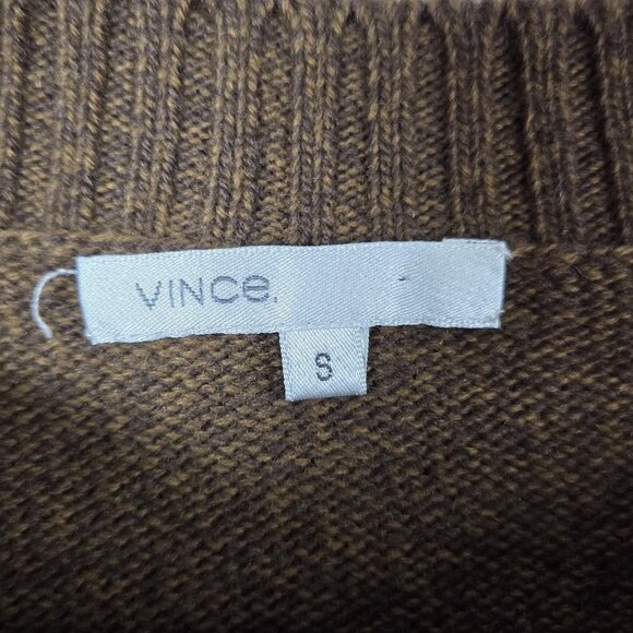 Vince Sweater Womens Small Brown 100% Cashmere Ribbed Hem Long Sleeve Knit - Picture 3 of 9